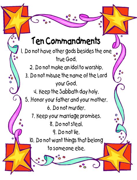 ten commandments print and kids song